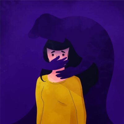 The Intrusion by Shashi Deshpande - Summary and Analysis 2 a man is holding a woman's mouth tightly. domestic violence.